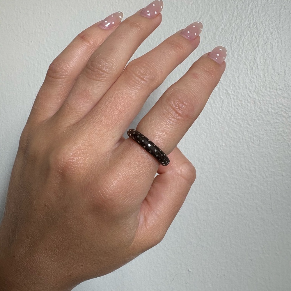 Sterling silver and wood ring - polka dot